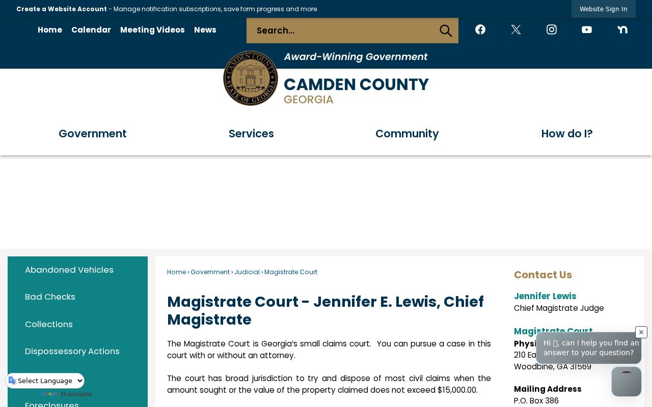 Camden County warrant search information from Magistrate Court