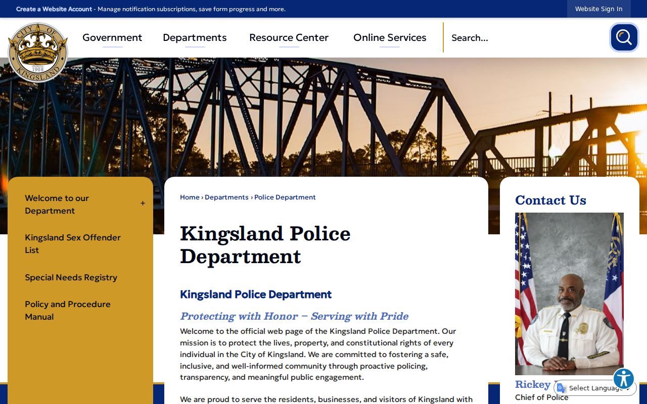 Kingsland warrant records contact at Kingsland Police Department