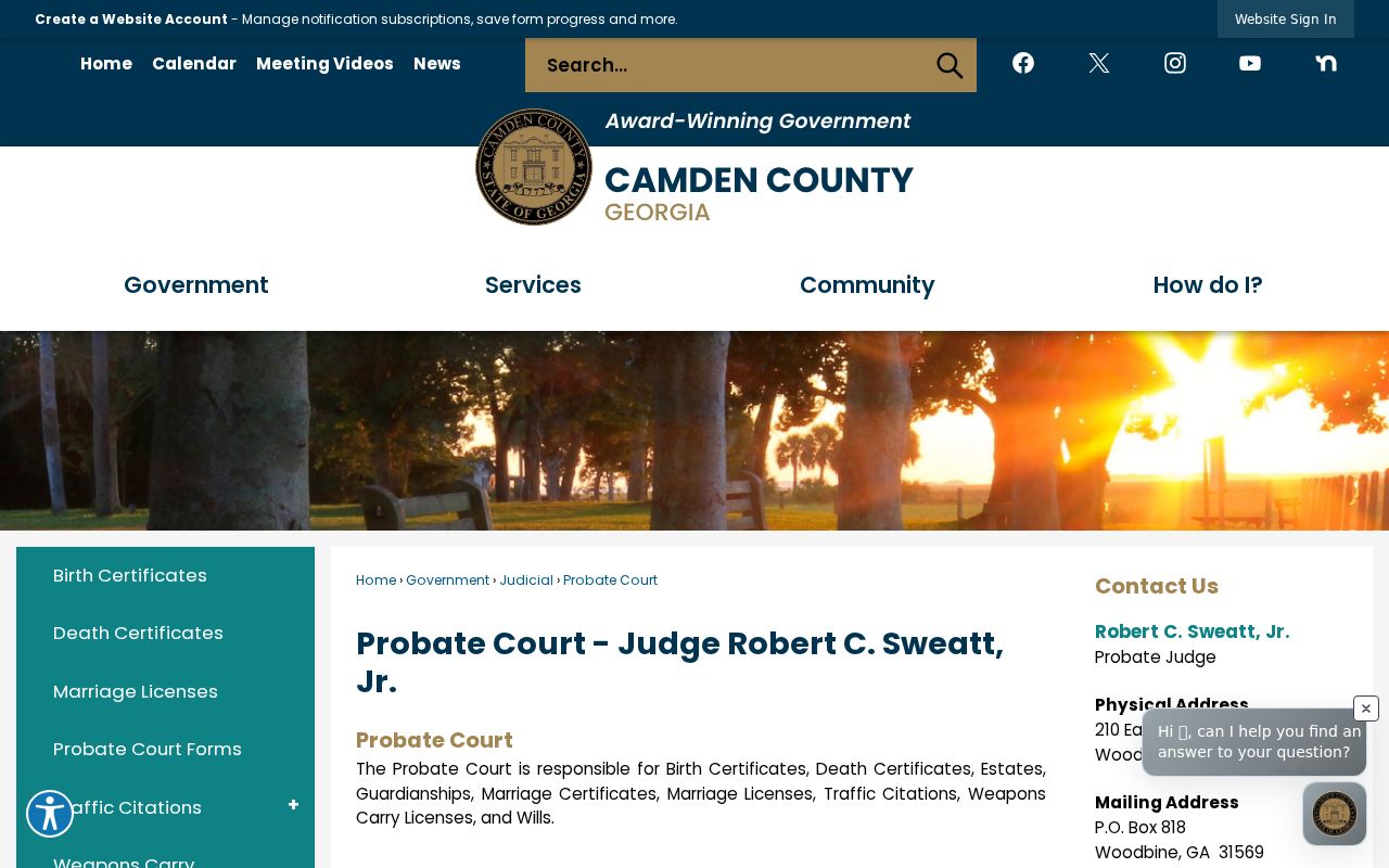 Kingsland warrant records routing to Camden Probate Court for county traffic citations