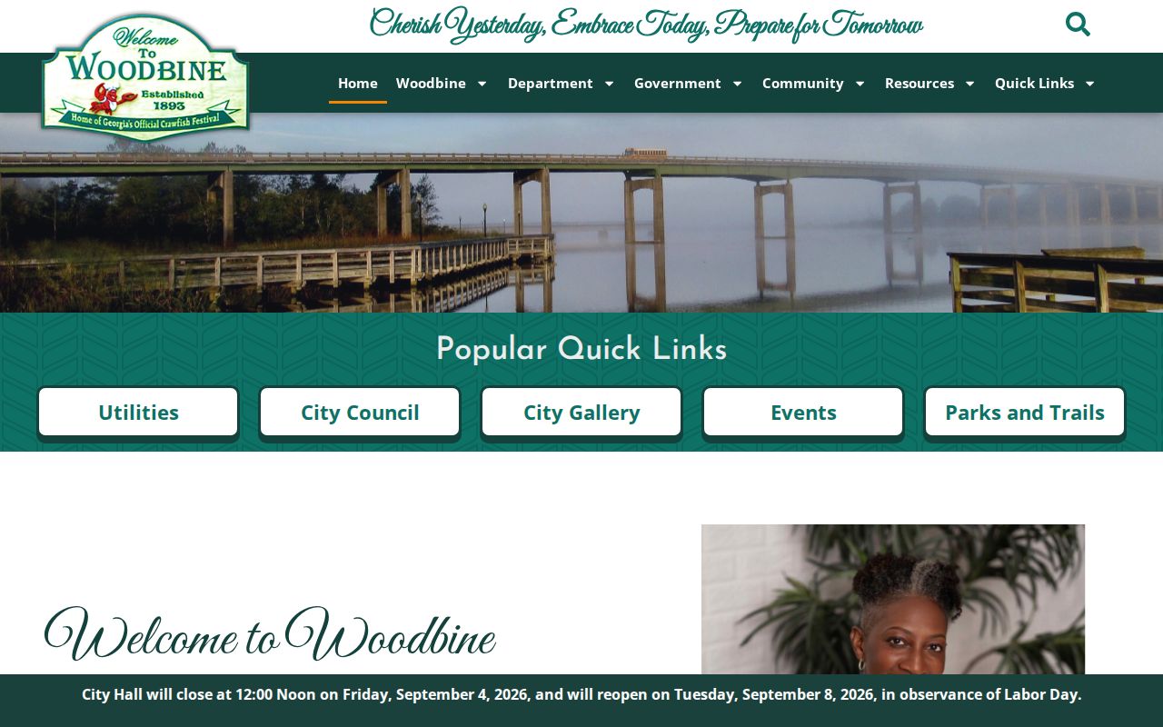 Woodbine city landing page and civic contact context for warrant routing