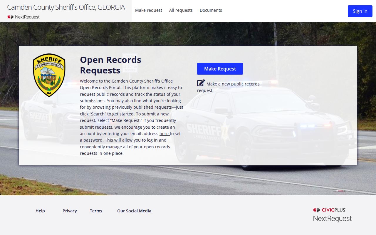 Camden County warrant records NextRequest portal